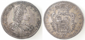 Napoli. Carlo VI. 1711-1734. Mezzo Ducato 1715. Ag.
