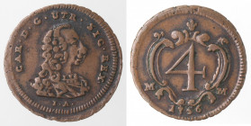 Napoli. Carlo di Borbone. 1734-1759. 4 Cavalli 1756. Ae.