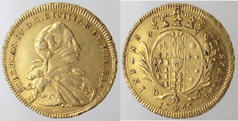 Zecche Italiane. Napoli. Ferdinando IV. 1759-1799. 6 Ducati 1768 Senza sigle. Au...