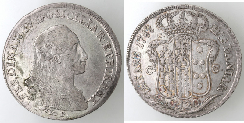 Zecche Italiane. Napoli. Ferdinando IV. 1759-1798. Piastra 1788 P punto, gigli r...