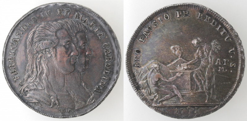 Zecche Italiane. Napoli. Ferdinando IV. 1759-1798. Piastra 1791 'PRO FAUSTO'. Ag...