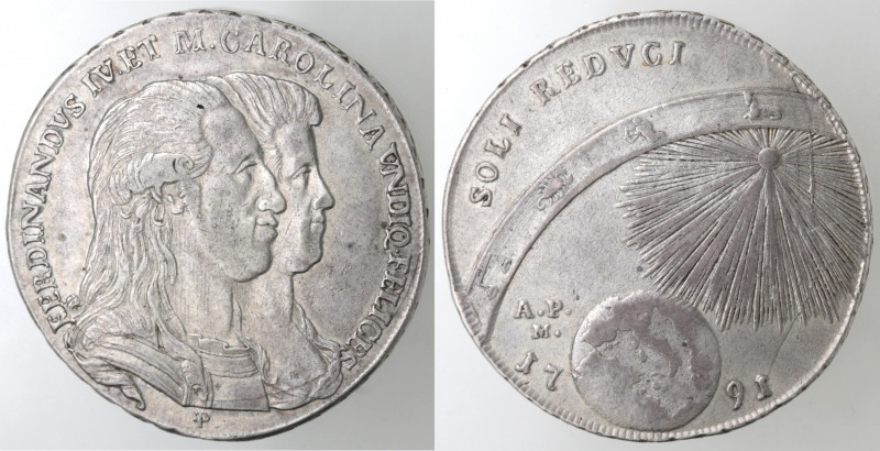Zecche Italiane. Napoli. Ferdinando IV. 1759-1798. Piastra 1791 'SOLI REDVCI'. A...