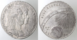 Napoli. Ferdinando IV. 1759-1798. Piastra 1791 'SOLI REDVCI'. Ag.
