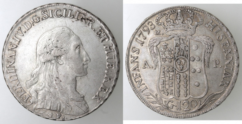 Zecche Italiane. Napoli. Ferdinando IV. 1759-1798. Piastra 1793. Ag. Mag. 253. P...