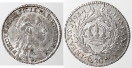 Napoli. Ferdinando IV. 1759-1799. Tari' 1793. Ag.