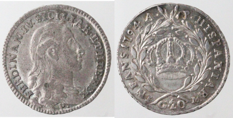 Zecche Italiane. Napoli. Ferdinando IV. 1759-1799. Tarì 1794. Ag. Mag. 281. Peso...