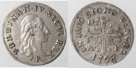 Napoli. Ferdinando IV. 1759-1799. Carlino 1798. Ag.