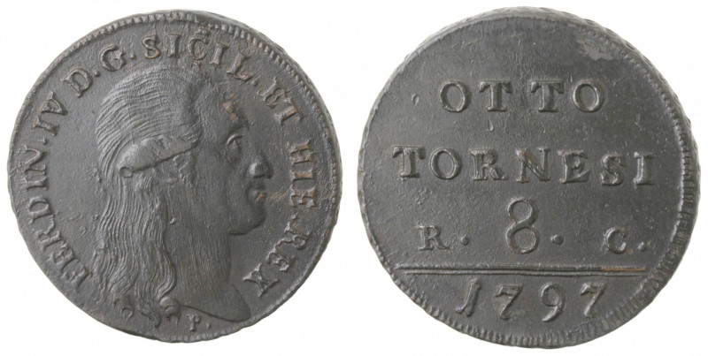 Zecche Italiane. Napoli. Ferdinando IV. 1759-1799. 8 Tornesi 1797. Ae. Mag. 294....