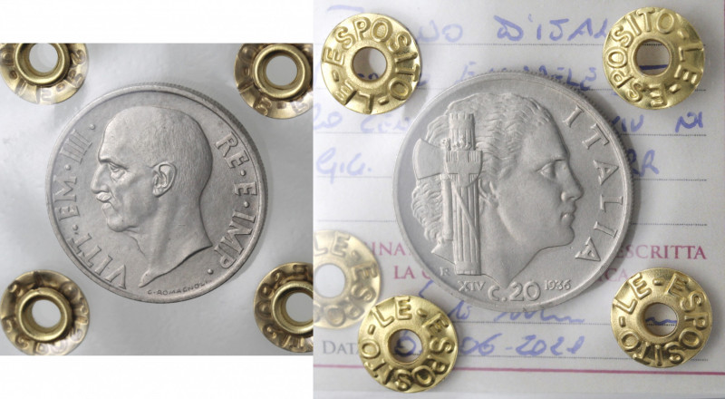Casa Savoia. Vittorio Emanuele III. 1900-1943. 20 centesimi 1936. Ni. Gig 217. D...