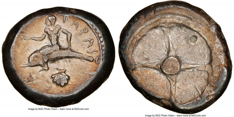 CALABRIA. Tarentum. Ca. 480-450 BC. AR didrachm (23mm, 7.14 gm). NGC Choice VF 4...
