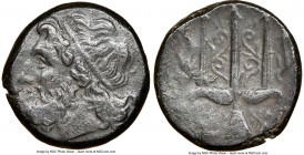 SICILY. Syracuse. Hieron II (ca. 275-215 BC). AE litra (19mm, 10h). NGC Choice VF. Head of Poseidon left, wearing taenia / ΙΕΡ-ΩΝΟΣ/Θ-Φ, trident head,...