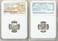 MACEDONIAN KINGDOM. Alexander III the Great (336-323 BC). AR drachm (17mm, 12h). NGC VF. Early posthumous issue of 'Colophon', 323-319 BC. Head of Her...