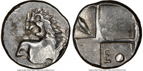 THRACE. Chersonesus. Ca. 4th century BC. AR hemidrachm (14mm). NGC Choice VF. Persic standard, ca. 480-350 BC. Forepart of lion right, head reverted /...