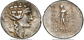 THRACE. Maroneia. Ca. after 146 BC. AR tetradrachm (30mm, 16.35 gm, 11h). NGC XF 5/5 - 2/5, marks Head of young Dionysus right, wearing cloth headband...