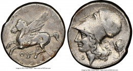 ACARNANIA. Thyrrheium. 4th-3rd centuries BC. AR stater (21mm, 8.37 gm, 10h). NGC VF 4/5 - 4/5, flan flaw. Pegasus flying left, ΘY below / Θ-Y, head of...