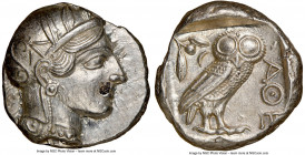 ATTICA. Athens. Ca. 440-404 BC. AR tetradrachm (23mm, 17.23 gm, 2h). NGC MS 4/5 - 3/5, flan flaw. Mid-mass coinage issue. Head of Athena right, wearin...