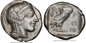 ATTICA. Athens. Ca. 440-404 BC. AR tetradrachm (26mm, 17.17 gm, 4h). NGC Choice AU 5/5 - 4/5. Mid-mass coinage issue. Head of Athena right, wearing cr...