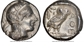 ATTICA. Athens. Ca. 440-404 BC. AR tetradrachm (24mm, 17.18 gm, 12h). NGC Choice AU 5/5 - 4/5. Mid-mass coinage issue. Head of Athena right, wearing c...