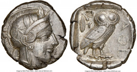 ATTICA. Athens. Ca. 440-404 BC. AR tetradrachm (24mm, 17.15 gm, 4h). NGC AU 4/5 - 4/5, Full Crest. Mid-mass coinage issue. Head of Athena right, weari...