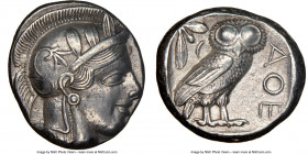 ATTICA. Athens. Ca. 440-404 BC. AR tetradrachm (23mm, 17.17 gm, 3h). NGC Choice XF 5/5 - 4/5. Mid-mass coinage issue. Head of Athena right, wearing cr...