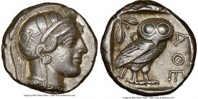 ATTICA. Athens. Ca. 440-404 BC. AR tetradrachm (23mm, 17.20 gm, 4h). NGC Choice XF 5/5 - 4/5. Mid-mass coinage issue. Head of Athena right, wearing cr...