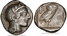 ATTICA. Athens. Ca. 440-404 BC. AR tetradrachm (24mm, 17.15 gm, 4h). NGC Choice XF 5/5 - 4/5. Mid-mass coinage issue. Head of Athena right, wearing cr...
