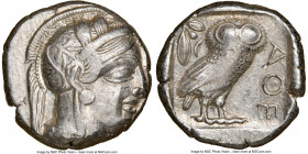 ATTICA. Athens. Ca. 440-404 BC. AR tetradrachm (23mm, 17.17 gm, 1h). NGC Choice VF 3/5 - 3/5. Mid-mass coinage issue. Head of Athena right, wearing cr...