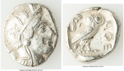 ATTICA. Athens. Ca. 440-404 BC. AR tetradrachm (26mm, 16.95 gm, 4h). AU, brushed. Mid-mass coinage issue. Head of Athena right, wearing crested Attic ...