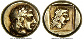 LESBOS. Mytilene. Ca. 412-378 BC. EL sixth-stater or hecte (10mm, 2.52 gm, 7h). NGC VF 5/5 - 4/5, light scratch. Laureate head of Apollo right, with l...