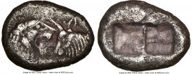 LYDIAN KINGDOM. Croesus (561-546 BC). AR half-stater or siglos (16mm). NGC Choice VF. Sardes, after 561 BC. Confronted foreparts of lion facing right ...