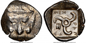 LYCIAN DYNASTS. Mithrapata (ca. 390-360 BC). AR sixth-stater (13mm, 1.35 gm). NGC MS 4/5 - 4/5. Uncertain mint. Lion scalp facing / MEΘ-PAΠ-AT-A, tris...