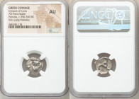 LYCIAN DYNASTS. Pericles (ca. 390-360 BC). AR third-stater (16mm, 6h). NGC AU. Uncertain mint. Lion scalp facing Π↑P-EK-Λ↑ (Pericles in Lycian), trisk...