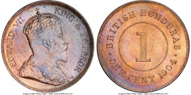 British Colony. Edward VII Pair of Certified Cents 1904 NGC, KM11. Both coins toned (1) grades MS64 Red and Brown and (1) grades MS63 Red and Brown. S...