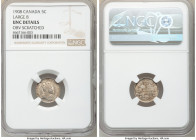 Edward VII "Large 8" 5 Cents 1908 UNC Details (Obverse Scratched) NGC, Ottawa mint, KM13. Large 8 variety. 

HID09801242017

© 2020 Heritage Aucti...