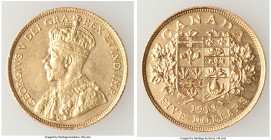George V gold 5 Dollars 1913 AU, Ottawa mint, KM26. 21.5mm. 8.34gm. AGW 0.2419 oz. 

HID09801242017

© 2020 Heritage Auctions | All Rights Reserve...