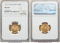 Russian Duchy. Nicholas II gold 10 Markkaa 1913-S MS66+ NGC, Helsinki mint, KM8.2. Gem uncirculated with shimmering luster. 

HID09801242017

© 20...