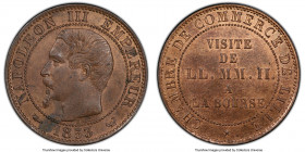 Napoleon III Pair of Certified Medallic Multiple Centimes MS63 Brown PCGS, 1) 5 Centimes 1853-(w), Lille mint, KM-XM23, Maz-1752b 2) 10 Centimes 1854-...