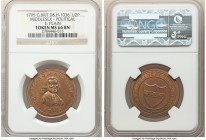 Middlesex. Political copper 1/2 Penny Token 1795 MS66 Brown NGC, D&H-1036. Edge Plain. REVD W. ROMAINE M.A. 1795 bust facing half right / I LIVE BY TH...