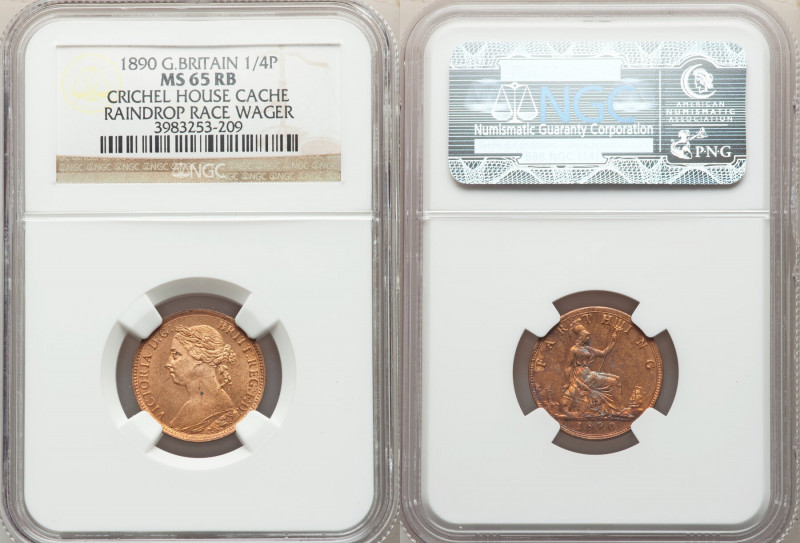 Victoria 3-Piece Lot of Certified Farthings 1890 MS65 Red and Brown NGC, KM753, ...