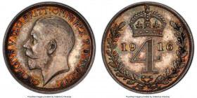 George V 4-Piece Certified Prooflike Maundy Set 1916 PCGS, 1) Penny - PL65, S-4020 2) 2 Pence - PL66, S-4019 3) 3 Pence - PL65, S-4018 4) 4 Pence - PL...