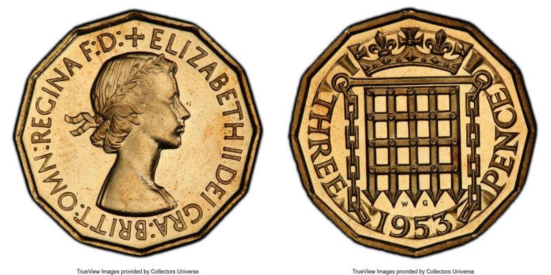 Elizabeth II Proof 3 Pence 1953 PR66 PCGS, KM886. 

HID09801242017

© 2020 H...