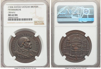 Papal States. Julius II bronze "St. Peters Basilica" Medal ND (1506)-Dated MS62 Brown NGC, 36mm. IVLIVS LIGVR PAPA SECVNDVS his bust right / VATICANVM...