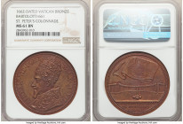Papal States. Alexander VII bronze "St. Peter's Colonnade" Medal Anno VII (1662)-Dated MS61 Brown NGC, Bartolotti-661. ALEXAN VII PONT MAX A VII his b...