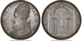 Papal States. Alexander VII bronze "Scala Regia" Medal Anno IX (1663)-Dated MS64 Brown NGC, Bartolotti-663. ALEX VII PONT MAX A IX His bust left / REG...