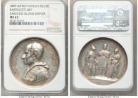 Papal States. Leo XIII 3-Piece Lot of Certified silver Medals NGC, 1) "Caroline Island Dispute" Medal Anno X (1887)-Dated - MS62, Bartolotti-887 2) Me...