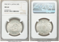Meiji 50 Sen Year 4 (1871) MS64 NGC, KM-Y4. Mint bloom luster with light taupe patina. 

HID09801242017

© 2020 Heritage Auctions | All Rights Res...