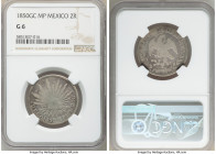 Republic 2 Reales 1850 GC-MP G6 NGC, Guadalupe y Calvo mint, KM374.7. Key date. 

HID09801242017

© 2020 Heritage Auctions | All Rights Reserved