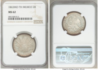 Republic 2 Reales 1863 Mo-TH MS62 NGC, Mexico City mint, KM374.10. Semi-Prooflike fields with milky toning. 

HID09801242017

© 2020 Heritage Auct...