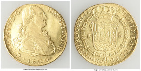 Charles IV gold 8 Escudos 1800 LM-IJ UNC (Scratches), Lima mint, KM101. 35.8mm. 27.05gm. AGW 0.7615 oz. 

HID09801242017

© 2020 Heritage Auctions...
