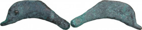 Ancients Skythia, Olbia Cast Æ Dolphin (Circa 450-425 BC)
1.39 g. 25mm.